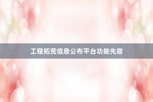 工程拓荒信息公布平台功能先容